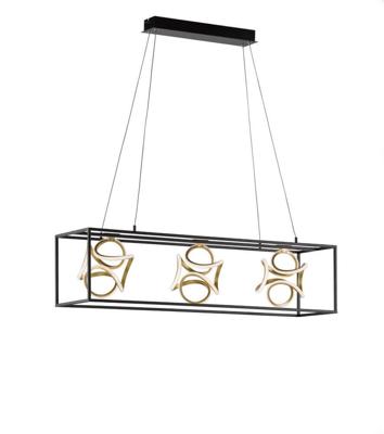 Fischer & Honsel Design hanglamp Gesa zwart met goud 60404