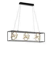Fischer & Honsel Design hanglamp Gesa zwart met goud 60404 - thumbnail