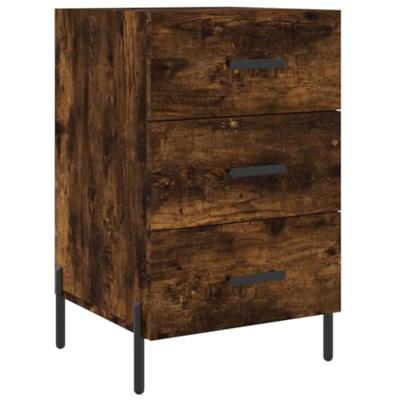 Nachtkastje 40x40x66 cm bewerkt hout gerookt eikenkleurig