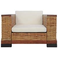 Fauteuil met kussens natuurlijk rattan bruin - thumbnail
