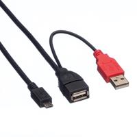 ROLINE USB 2.0 Y kabel, 2x Type A (M/F) - Micro B M, 1m - thumbnail