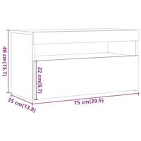 Tv-meubel met LED 75x35x40 cm bewerkt hout oud hout - thumbnail