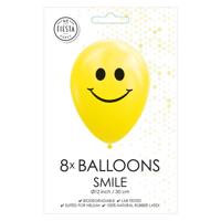 Globos Ballonnen smile geel 30cm, 8st. - thumbnail