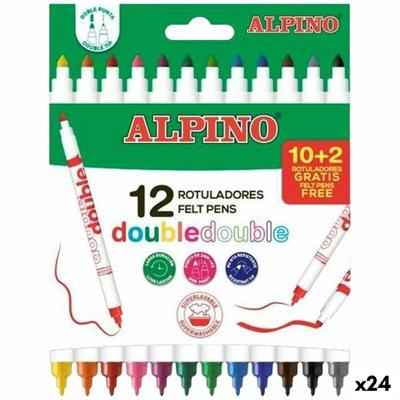 Set Viltstiften Alpino Double Multicolour 12 Onderdelen (24 Stuks)