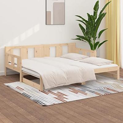 Slaapbank uitschuifbaar massief grenenhout 2x(90x200) cm
