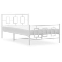 Bedframe met hoofd- en voeteneinde metaal wit 107x203 cm - thumbnail