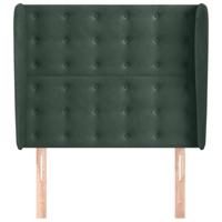 Hoofdbord met randen 83x23x118/128 cm fluweel donkergroen - thumbnail