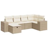6-delige Loungeset met kussens poly rattan beige - thumbnail