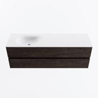 MONDIAZ VICA 150cm badmeubel onderkast Dark Brown 2 lades. Wastafel MOON links 1 kraangat, kleur Talc. - thumbnail