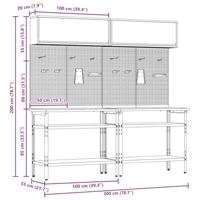 Werkbankset met plank 8 pcs Zwart en Grijs Gepoedercoat staal - thumbnail