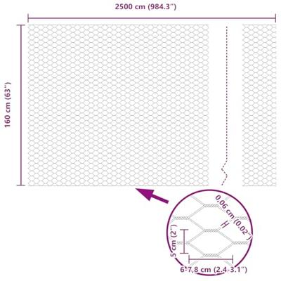 VidaXL Hexagon hek zilver 1,6 x 25 m gegalvaniseerd staal