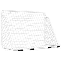 VidaXL Voetbaldoel met net 180x90x120 cm staal wit - thumbnail