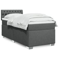 Boxspring met matras stof donkergrijs 90x200 cm - thumbnail