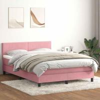 Boxspring met matras fluweel roze 140x210 cm - thumbnail