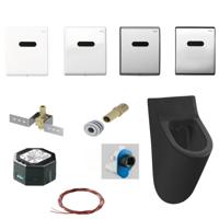 Urinoir Set Salenzi Hung Achterinlaat Mat Zwart met TECE Drukplaat Elektronisch Adaptor - thumbnail