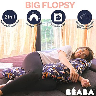 BEABA Big Flopsyâ "¢ Voedings- en kraamkussen, Katoenbloem, Chin Grey - thumbnail