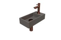 INK Versus Fonteinset - 36x18x9cm - wasbak links - 1 kraangat - Quartz beton/Mat rose goud 1805160 - thumbnail