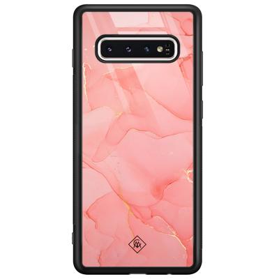 Samsung Galaxy S10 glazen hardcase - Marmer roze Samsung Galaxy S10 glazen hardcase - Marmer roze