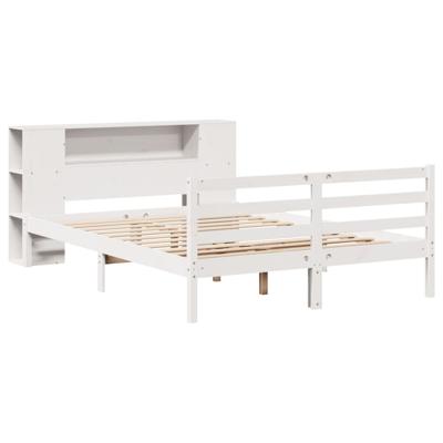 Bed met boekenkast zonder matras grenenhout wit 160x200 cm