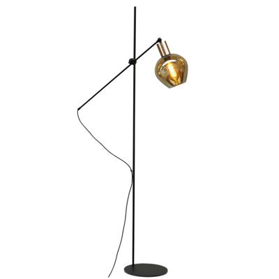 Masterlight Zwarte vloerlampBounty verstelbaar met rond glas - 1471-05-02-3
