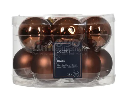 Kerstballen Glas Ø5cm Espresso Bruin 12st