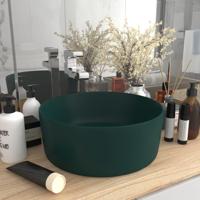 VidaXL Wastafel rond 40x15 cm keramiek mat donkergroen - thumbnail