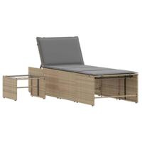Ligstoelen 2 st met tafel poly rattan beige - thumbnail