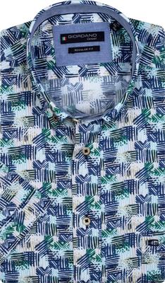 Giordano Heren Overhemd Wit Met Groene Print Satijn Regular Fit Giordano Heren Overhemd Wit Met Groene Print Satijn Regular Fit
