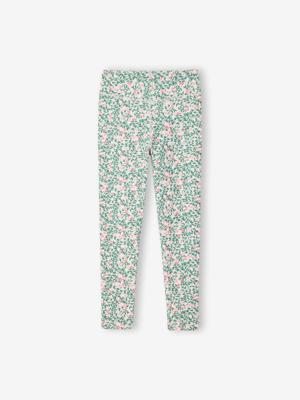 Gedrukte bloemen sport legging voor meisjes ecru