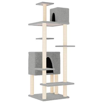 VidaXL Kattenmeubel met sisal krabpalen 154 cm lichtgrijs VidaXL Kattenmeubel met sisal krabpalen 154 cm lichtgrijs