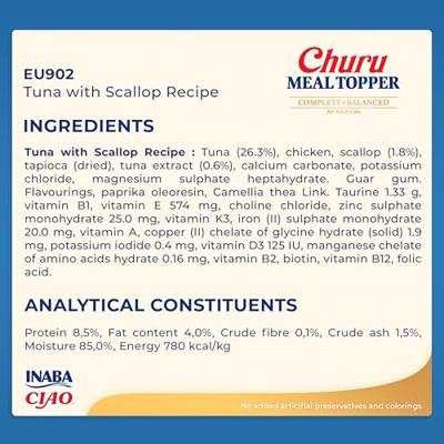 INABA Churu Meal Topper Tuna with scallop - Kattensnoepje - 4 x 14g