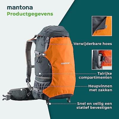 Mantona Camerarugzak elementsPro 40 Professionele outdoor camerarugzak met aanpasbare binnenvakken, veel opbergruimte voor camera en accessoires, laptop tot 14 inch, inclusief afneembare regenhoes