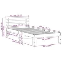 Bedframe met hoofdeinde Wasbruin 80 x 200 cm Massief grenenhout - thumbnail