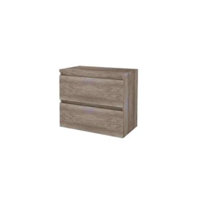 Basic-Line Start 46 Badkamermeubelset - 80 x 46 cm - Greeploos - 2 Lades - Wastafelblad - Scotch Oak