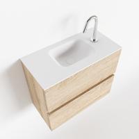 MONDIAZ ADA 60cm toiletmeubel washed oak. LEX wastafel talc midden 1 kraangat - thumbnail