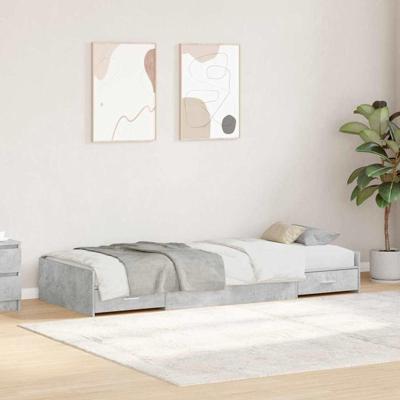 Opbergbedframe met hoofdeinde Beton Grijs 100 x 200 cm Bewerkt hout