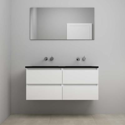 On-Line Badkamermeubelset - 120 cm - Voorgemonteerd - Ladestructuur - Acryl Wastafel - zonder Kraangat - Spiegel - Hoogglans Wit