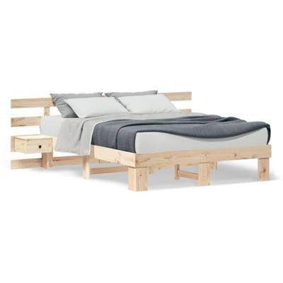 Bedframe met lade Bruin 160 x 200 cm Massief grenenhout
