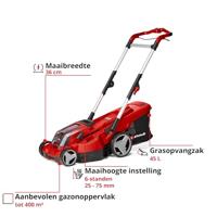 Einhell RASARRO 36/36 (2x3Ah Plus) Power X-Change Accu-grasmaaier Accu Incl. 2 accus, Incl. oplader, Met snelspanners, Instelbare trekstang, In hoogte - thumbnail