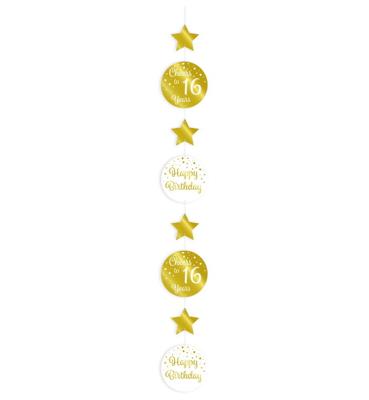 Hangdecoratie 16 Jaar Goud/Wit (1,2m)