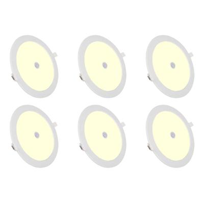 LED Downlight Slim 6-Pack met Bewegingssensor - Rond 24W Warm Wit Ø240mm