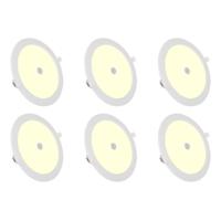 LED Downlight Slim 6-Pack met Bewegingssensor - Rond 24W Warm Wit Ø240mm - thumbnail
