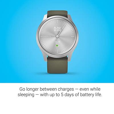 Garmin vivomove Style, Silver-Moss Green, Silicone Smartwatch Mosgroen Garmin vivomove Style, Silver-Moss Green, Silicone Smartwatch Mosgroen