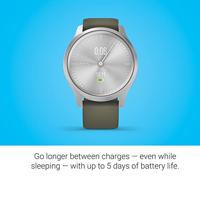 Garmin vivomove Style, Silver-Moss Green, Silicone Smartwatch Mosgroen - thumbnail
