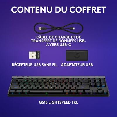 Logitech G G515 Lightspeed TKL toetsenbord Draadloos Zwart Azerty Frans