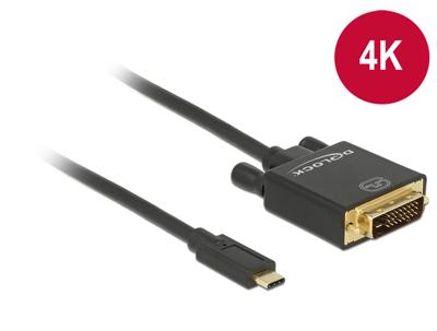 Delock 85320 Kabel USB Type-C male > DVI 24+1 male (DP Alt Mode) 4K 30 Hz 1 m zwart