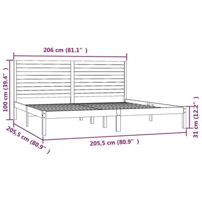Bedframe extra lang zonder matras massief hout wit 200x210 cm