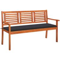 VidaXL Tuinbank 3-zits met kussen 150 cm massief eucalyptushout - thumbnail