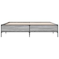 Bedframe bewerkt hout metaal grijs sonoma eiken 200x200 cm - thumbnail