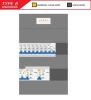 Type B Groepenkast 230V 7 groepen Type B 2 aardlekschakelaars 30mA 6 automaten 16A B kookgroep - thumbnail
